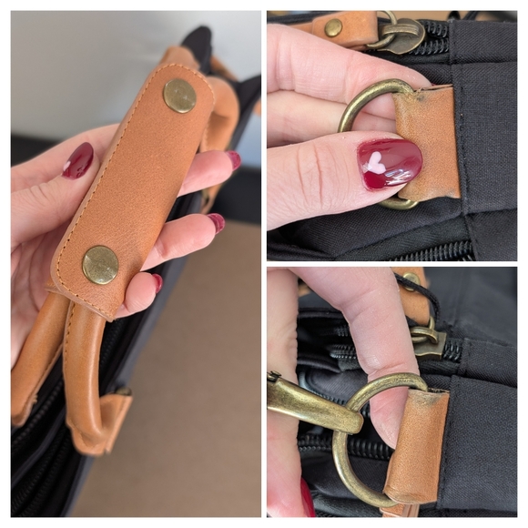 PKG | Black XPKG Travel Laptop Bag, Tan Faux Leather Handles - Picture 13 of 16